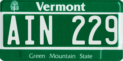 VT license plate AIN229