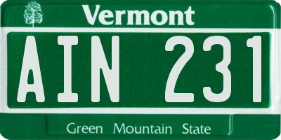 VT license plate AIN231