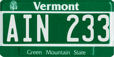 VT license plate AIN233