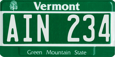 VT license plate AIN234