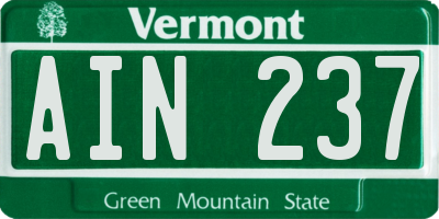 VT license plate AIN237