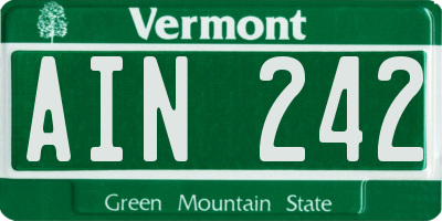 VT license plate AIN242