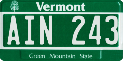 VT license plate AIN243