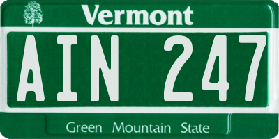 VT license plate AIN247
