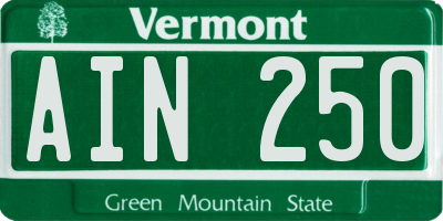 VT license plate AIN250
