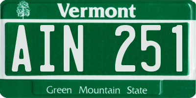 VT license plate AIN251