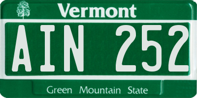 VT license plate AIN252