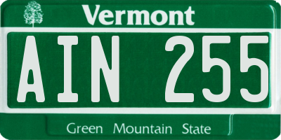 VT license plate AIN255