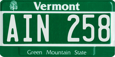 VT license plate AIN258