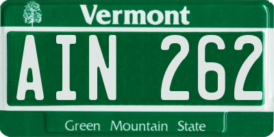 VT license plate AIN262