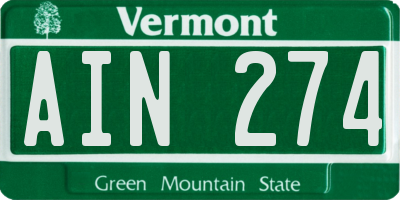 VT license plate AIN274