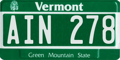 VT license plate AIN278