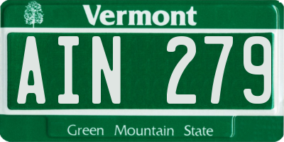 VT license plate AIN279