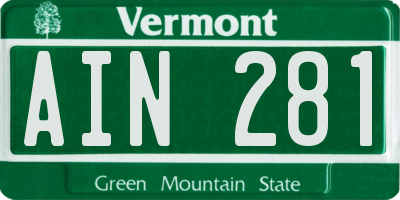 VT license plate AIN281