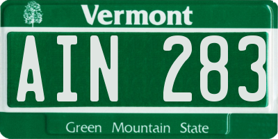 VT license plate AIN283