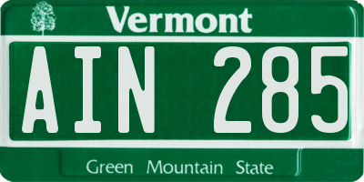 VT license plate AIN285