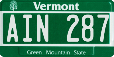 VT license plate AIN287