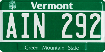 VT license plate AIN292