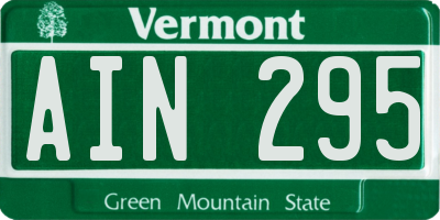 VT license plate AIN295