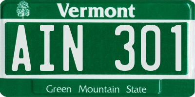 VT license plate AIN301