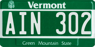 VT license plate AIN302