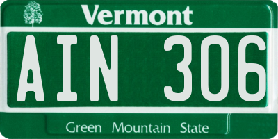 VT license plate AIN306