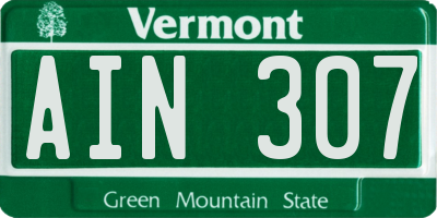 VT license plate AIN307