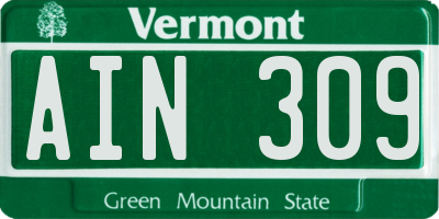 VT license plate AIN309
