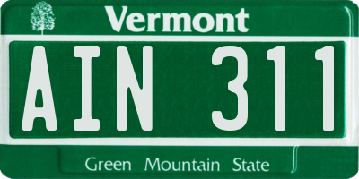 VT license plate AIN311