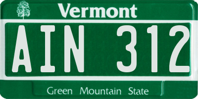 VT license plate AIN312