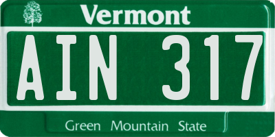 VT license plate AIN317