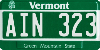 VT license plate AIN323