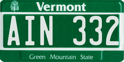 VT license plate AIN332