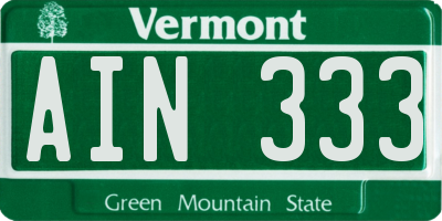 VT license plate AIN333
