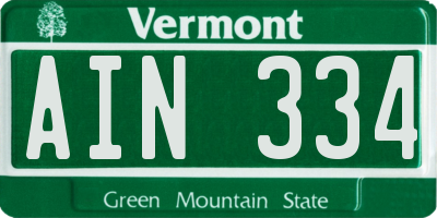 VT license plate AIN334