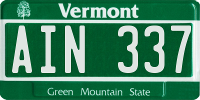 VT license plate AIN337