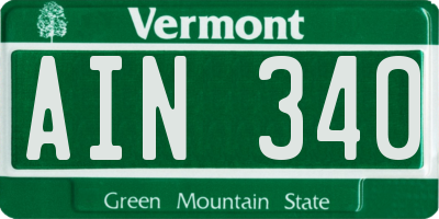 VT license plate AIN340