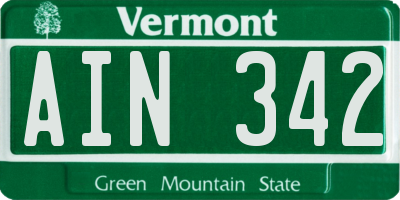 VT license plate AIN342