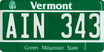 VT license plate AIN343