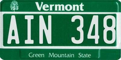 VT license plate AIN348