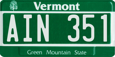 VT license plate AIN351