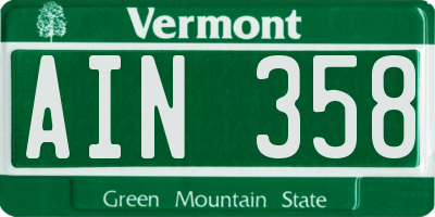 VT license plate AIN358