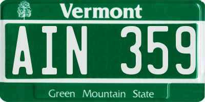 VT license plate AIN359