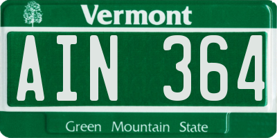 VT license plate AIN364