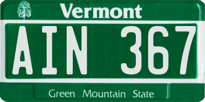 VT license plate AIN367
