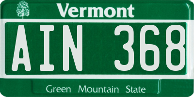 VT license plate AIN368