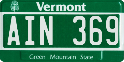 VT license plate AIN369