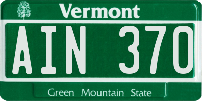 VT license plate AIN370