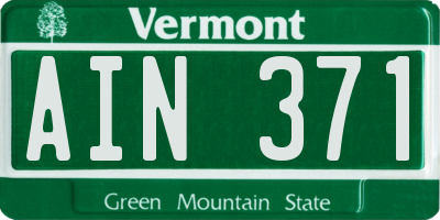 VT license plate AIN371