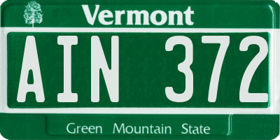 VT license plate AIN372